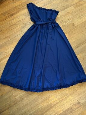 SHEIN Navy One-Shoulder Ruffle Belted Maxi Dress